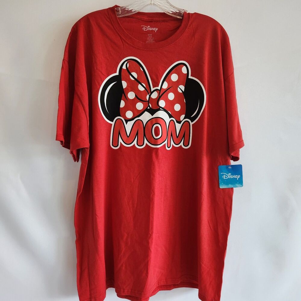Disney Red Minnie Mouse Ears and Bow Mom T-shirt Cute Mother's Gift XL 16-18 NWT